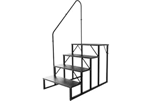 Fruyyzl RV Steps with Handrail｜4 Step Hot Tub Spa Steps｜Update 3.0 Outdoor RV Stairs with Anti-Slip Pedals｜RV Ladders for Travel Trailers｜Heavy Duty Camper Steps for Camper, Porch, Spa
