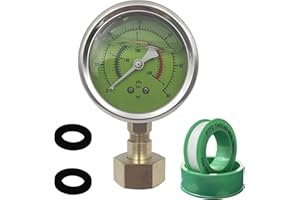 HFVSLFA Water Pressure Gauge for Home, 0-60 PSI Pressure Gauge, 2.5" Dial Size, 3/4" GHT Female Thread Water Pressure Test Gauge, Oil Pressure Gauge for Home, Industrial, Garden, House Tube