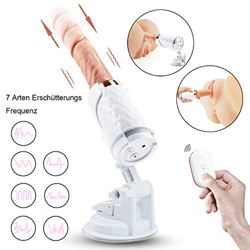 7 Modes Automatic Function USB Rechargeable Vibranting Dîldɔ Pleasure Hand Free Auto Thrusting Machine for Women Female Couples GFDS047