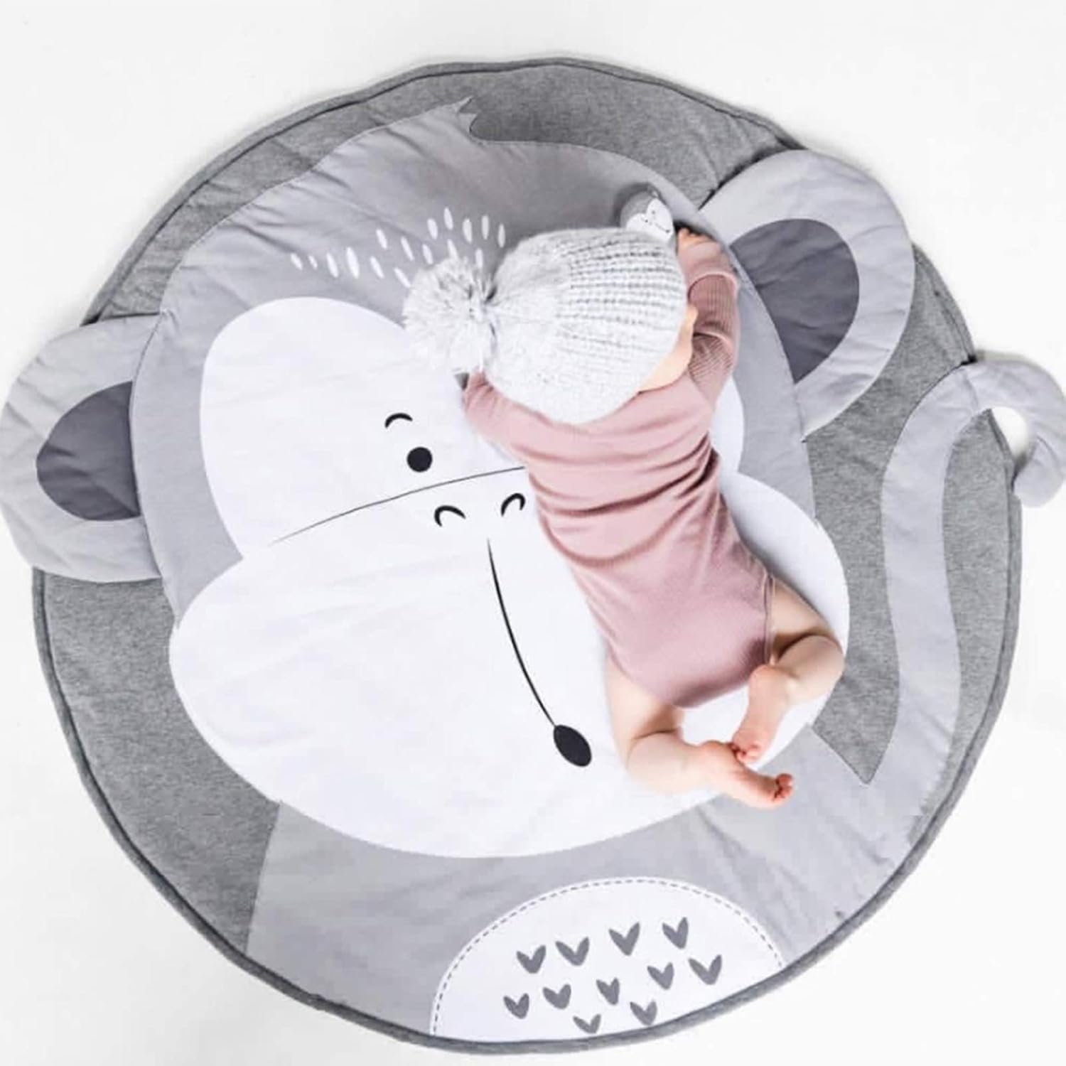 Baby Krabbeldecke, Spiel Matten Baumwolle, faltbare baby bodenmatte, Spielmatte Baby Geruchlos, Baby Teppich, Baumwolle Weiche Schlafteppich, Cartoon Baby Spielmatte,Cartoon-Tier-Teppich(Affe)