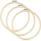 3 Pieces Embroidery Hoops, 8" (20cm) Bamboo Frame Circle Cross Stitch Hoop Ring Embroidery Hoops Set for Embroidery and Cross