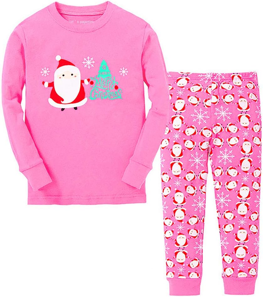 Tphon Girls Christmas Pajamas Toddler Boy Kids Holiday Pajamas Set Santa PJS Winter Sleepwear Children Clothes (Size 2T-12Y)