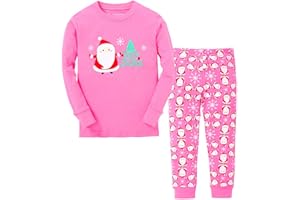 Tphon Girls Christmas Pajamas Toddler Boy Kids Holiday Pajamas Set Santa PJS Winter Sleepwear Children Clothes(Size 2T-12Y)
