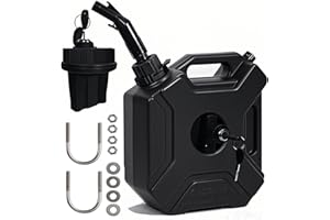 5L/1.3 Gallon Gas Can Utility Container Spare Emergency Backup Storage Tank with Mounting Bracket Lock for Motorcycle SUV ATV