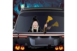 Dreothy Halloween Decorations Horror Witch ​Rear Wiper Decal Waterproof Car Window Decals Waving Wiper Sticker PVC Vinyl Removable Windshield Wiper Stickers for Car Styling Car Accessories (Witch)