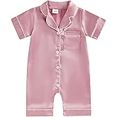 Newborn Baby Boy Girl Silk Pajamas Romper Shorts Sleeve Button Down Satin One Piece Onesie Pjs Infant Sleepwears