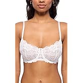 Emma Underwire Lace Bra, Unpadded Sheer Lingerie for Women, Perfect Everyday Balconette Demi Bra