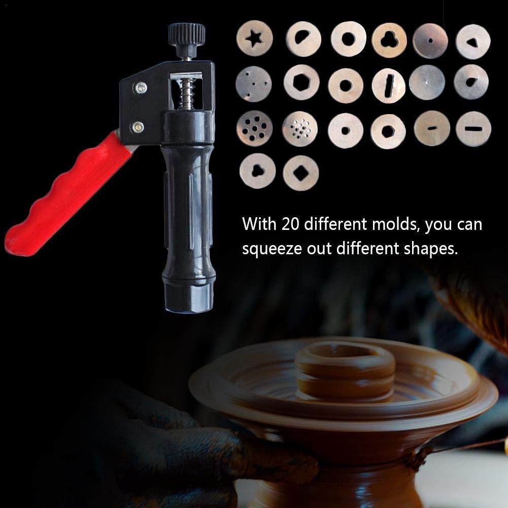 1Pcs Clay Extruder and 20 Pcs Stainless Steel Crowded Mud Machine Polymer Clay Fimo Extruder Craft Fondant Sculpture Decorating Tool Set