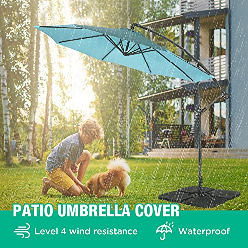 HAUSHOF 10FT Patio Umbrella, Outdoor Offset Hanging Cantilever Umbrella, Waterproof & UV Protection, Easy Assembly and Quick Tilt Adjustment, For Garden, Seaside, Pool, Yard