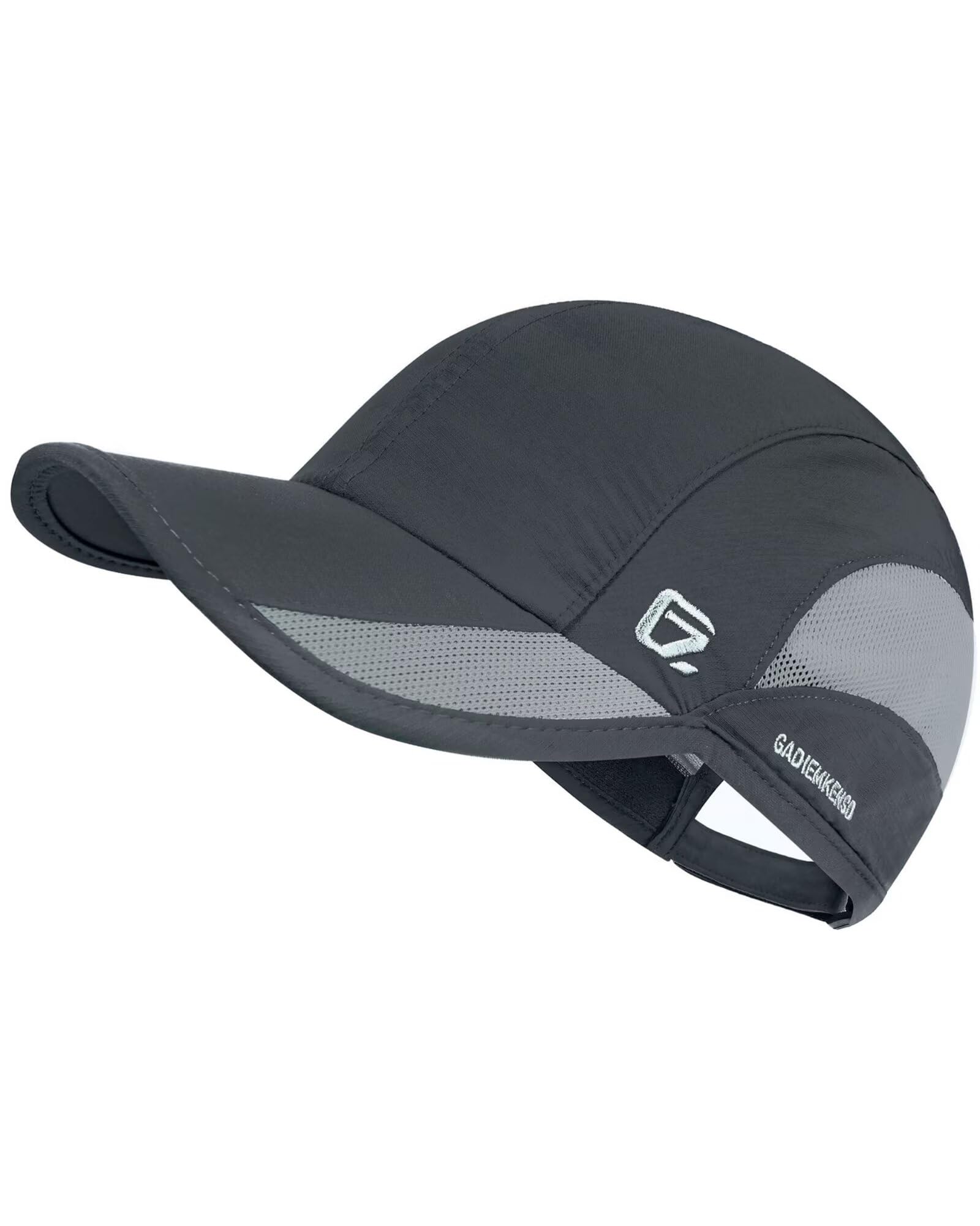 GADIEMKENSD Quick Dry Baseball Cap Mens Womens Cooling Running Hat Summer Sun Hats Workout Accessories for Golf Hiking Gym Cycling Walking Outdoor Camping (Deep Gray, M-L)