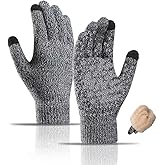 OHAVBBEI Wool Winter Gloves Men Women Fleece lined Knit Touch Screen Warm Thermal Snow Driving Cycling Gloves Cold Weather