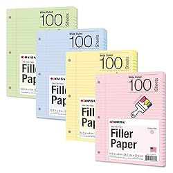 Kaisa Filler Paper Colored loose Leaf Paper, Wide