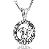 Zodiac Sign Necklaces for Men Women Stainless Steels Leo Libra Aries 12 Constellation Pendant Necklace Astrology Jewelry Birthday Gift