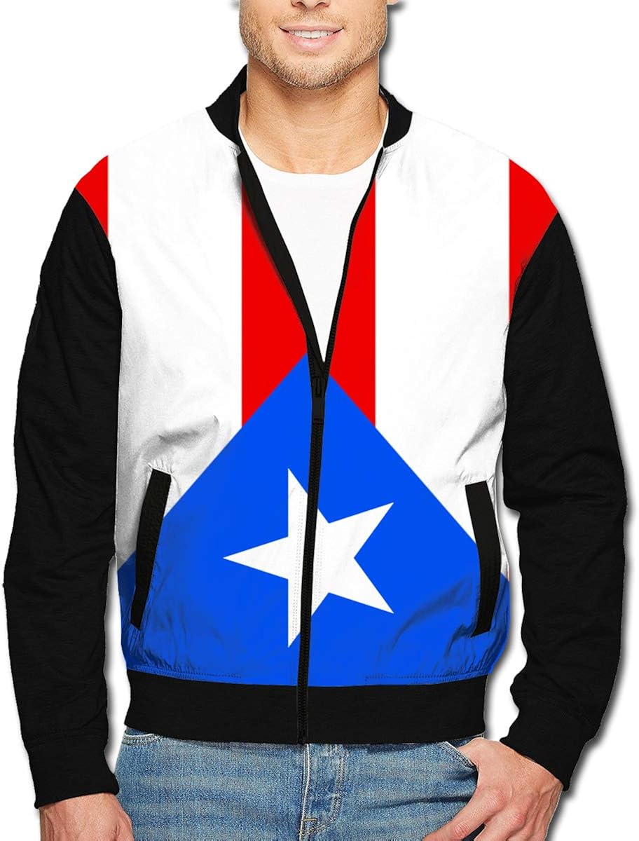 Puerto Rico Flag Men S Bomber Jacket Classic Track Jacket Baseball