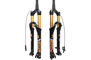 BUCKLOS 26/27.5/29 inch Travel 140mm MTB Air Suspension Fork, Rebound Adjustment 34mm Stanchions 1-1/8" Threadless Straight/Tapered 9*100mm QR Manual/Remote Lockout XC AM Mountain Bicycle Front Forks