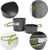 Odoland Camping Saucepans Set 10 Pieces Ultralight Stove Hiking Fishing view 3