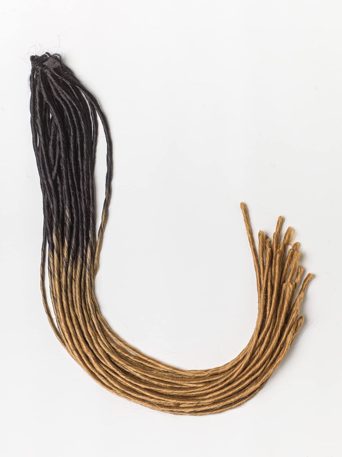 DreadLab - Soft Style Ombre Double Ended Synthetic Dreadlocks 10 Pack (Black - Natural Blonde Transitional), 21.65 inch