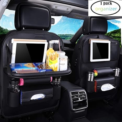 Auto Rücksitz-Organizer aus PU-Leder, verstellbar, multifunktional, Taschen-Aufbewahrung, Kick-Mats, tragbar, mit 7 Taschen u