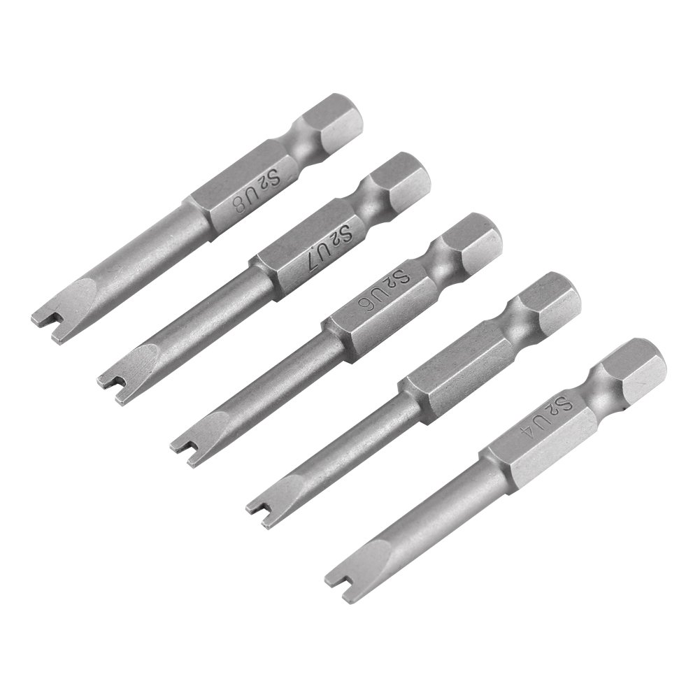 Security Screw Bit Set - 5 Pcs Alloy Steel Hex Shank U-Shaped Magnatic Screwdriver Bits - 1/4" (50mm) Length