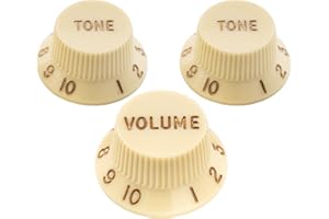 Musiclily Ultra Universal Fitting Strat Tone Volume Control Knobs for Fender Strat ST Style Electric Guitar, Aged White (Set of 2T1V)