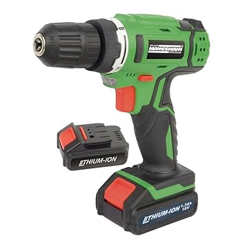 Brüder Mannesmann Werkzeuge Mannesmann Lithium-Ionen-Akkuschrauber 18 Volt mit 2 Akkus, M17520 18 V, 26 x 9 x 29 cm