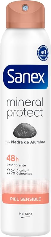 Sanex natur protect desodorante spray, embalagem 6 unidades x 200ml, proteção 24h contra mau odor, com pedra de alúmen, álcool 0%, sem alérgenos ou corantes, pele sensível