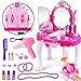 Girls Dressing Table,Kids Vanity Table and Chair Beauty Play Set Princess Make Up Vanity Table with Fashion and Makeup Accessories for Girls