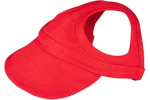 OTKARXUS Dog Baseball Cap,1PC Pet Summer Beach Peaked Cap Dog Hat with Ear Holes, Adjustable Cat Visor Sunbonnet Hat for Small Medium Large Dogs (Solid Red, Large)