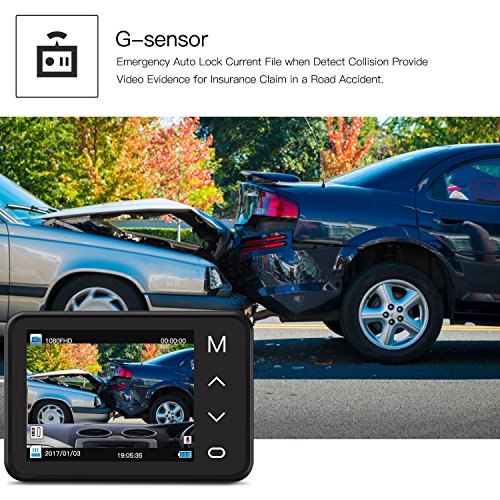 TryAce Dash Cam B5N 2.7" FHD 1080P Super Night Vision Vehicle Accident Video Recorder 170 Degree Wide Angle On Dash Video,G-Sensor,WDR,Parking Guard,Loop Recording Dashboard Camera Recorder for Cars - Thumbnail 4