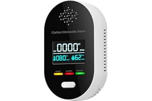AOTIQUAL 1 Pack Carbon Monoxide Detectors 3-in-1, Plug in CO Detector with Temperature & Humidity Display, CO Monitor Alarm with Clear LCD Display & Sound Warning for Home, Hotel, Car and Living Area