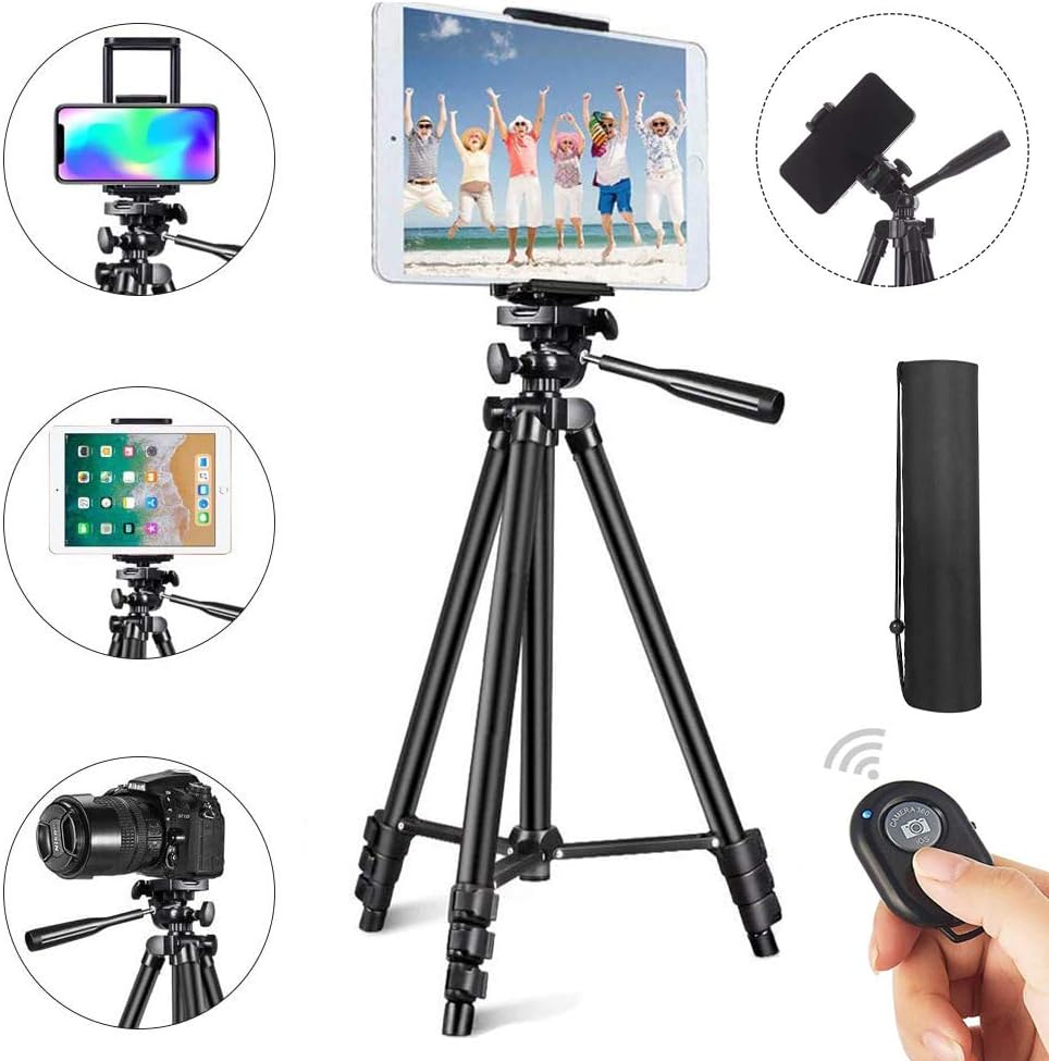 55” Phone Tripod with Carrying Bag Lightweight Travel