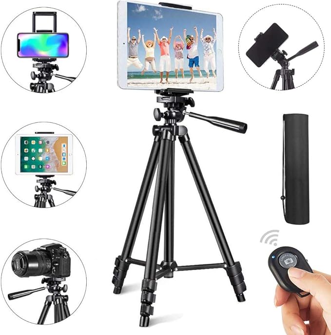 55” Phone Tripod with Carrying Bag Lightweight Travel