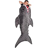 Silver Lilly Shark Tail Blanket - Plush Animal Sleeping Bag Blanket for Kids (Grey)