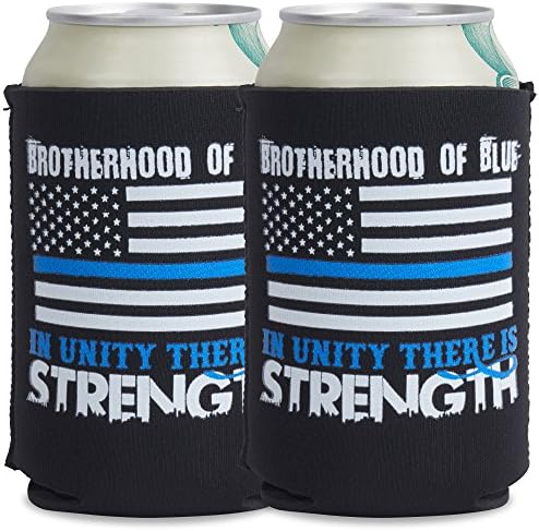Brotherhood of Blue Police Supporters Cold Beverage Koozie (Pack of 2)