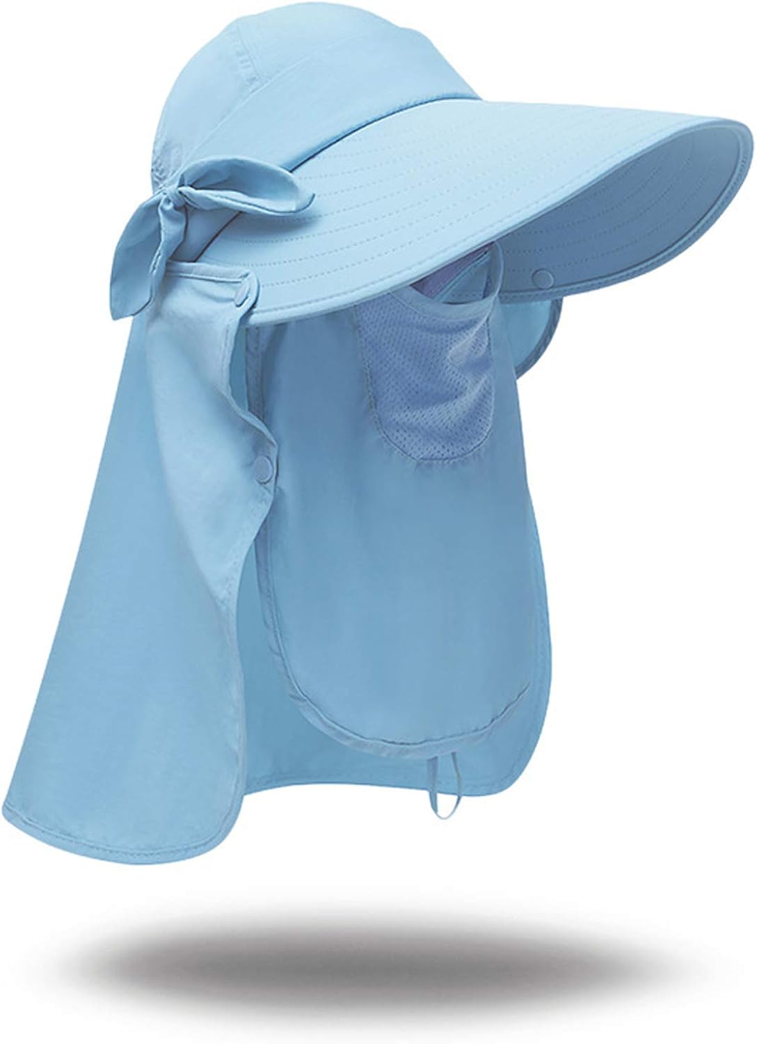 icolor Women's Sun Cap UPF+50 Detachable Face Mask Neck Flap Visor Hat Wide Brim UV Sun Protection Hiking Hats