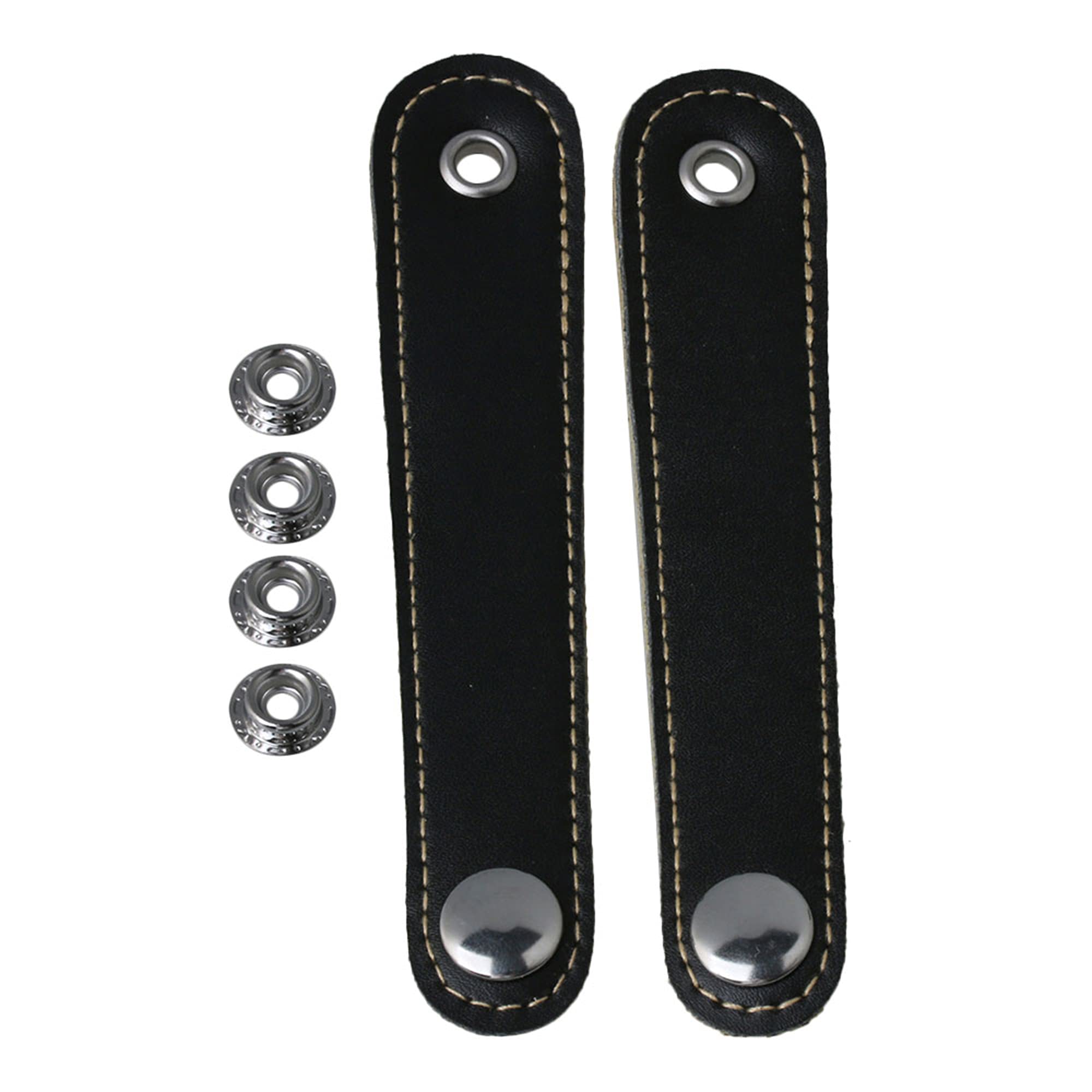 Mxfans 2pcs Black PU Leather Adjustable Accordion Bellow Straps with Buckles 10cm