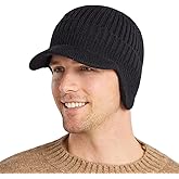 FASHIXD Men Women Winter Beanie with Visor Warm Earflaps Hat