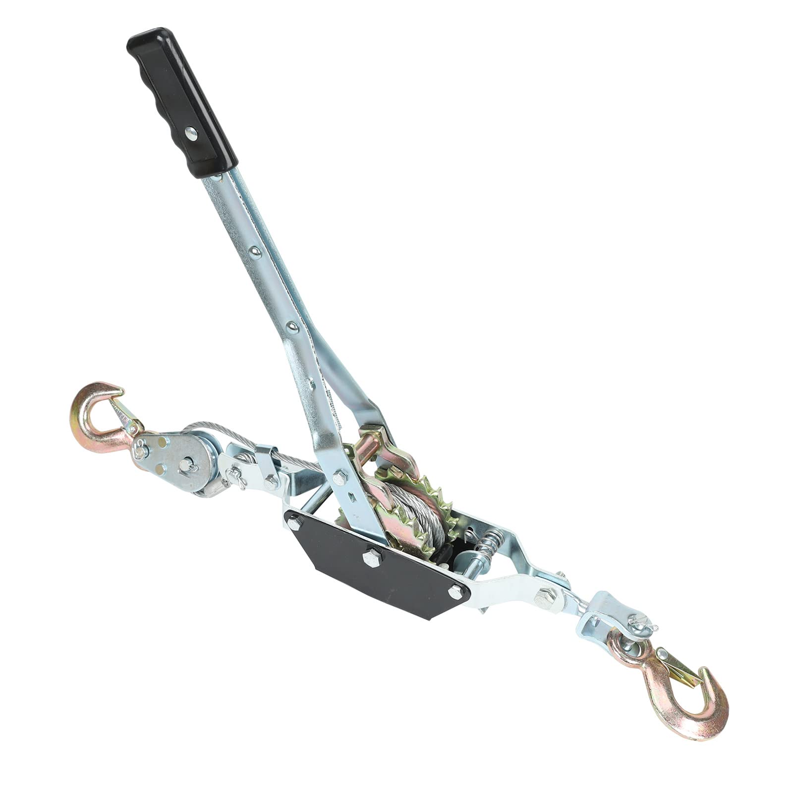 1 Ton Ratchet Come Along Puller - Heavy Duty Cable Hoist Winch With 2 Hooks
