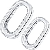 Pndeyo 2pcs 925 Sterling Silver Oval Jewelry Clasps, Hypoallergenic Necklace Enhancer Shortener, Spring Bail Clasp Rings Connector Clips for Bracelet Anklet Jewelry Making