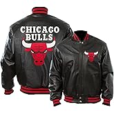 Men’s Chicago Vintage Baseball Bomber Leather Jacket - Ultra Game Letterman Baseball Varsity Black Leather Bull Jacket
