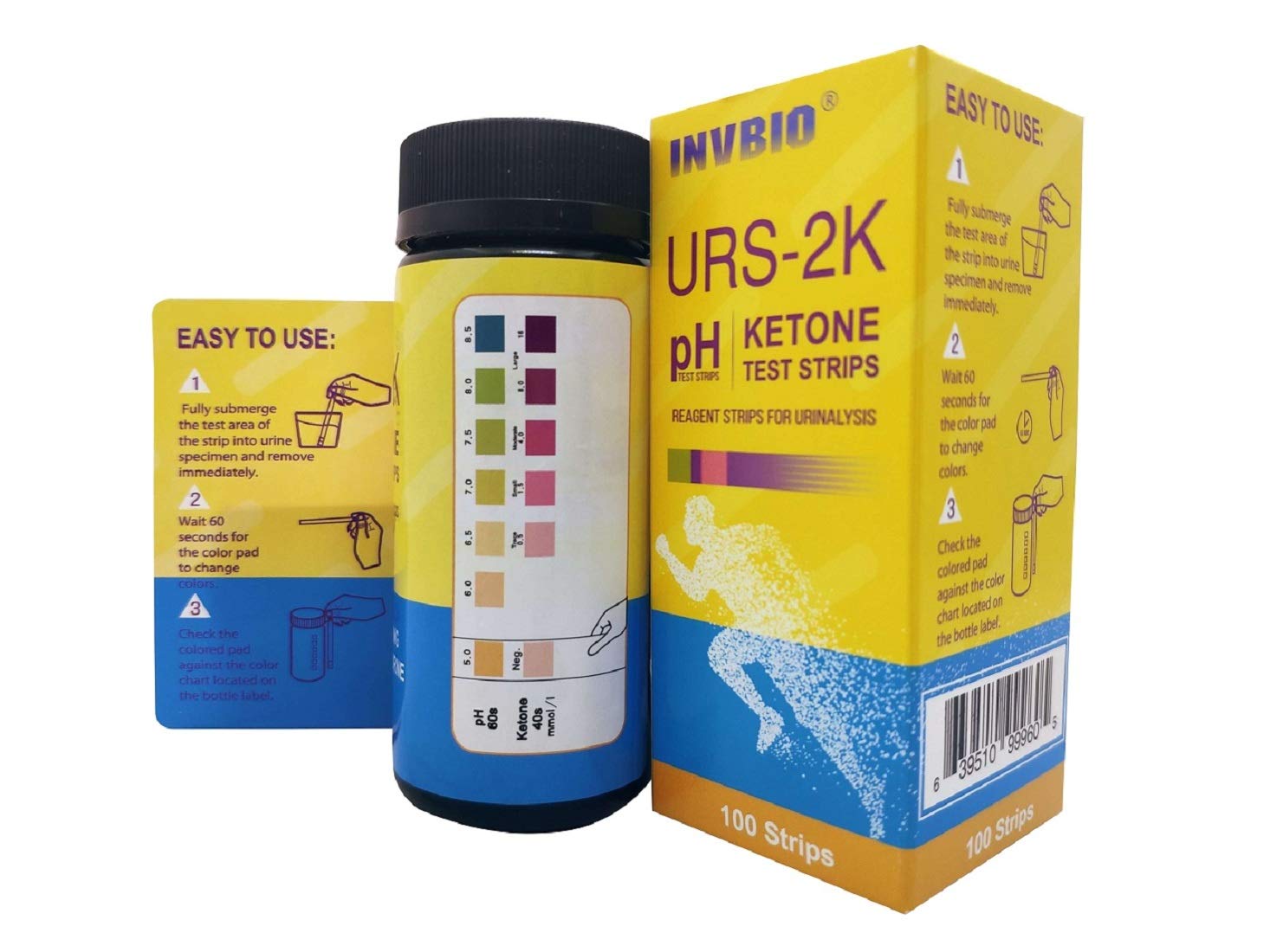 INVBIO pH+Keto 2-in-1, Urinalysis Urine Test Strips 2 Parameter, 100ct - pH and Ketone Urine Test Strips to Test and Monitor Ketosis for Low Carb Diet, Alkaline and Acid Levels in Your Body