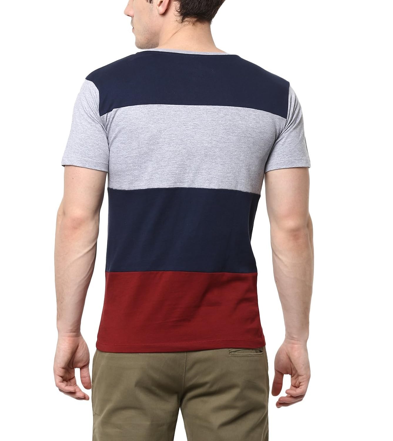 urbano fashion men's navy blue, grey, maroon henley neck half sleeve cotton t-shirt