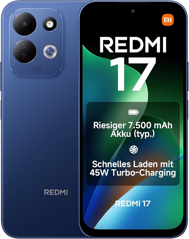REDMI 17, Smartphone 4+128 GB, Dunkelblau, 7500mAh Akku, 45W Laden