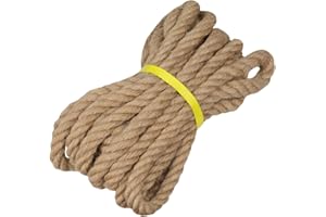 DERZINET Natural Jute Rope - 3/4 Inch × 25 Feet - Twisted Manila Thick Hemp Rope for Crafts, Hammock, Nautical, Decorating
