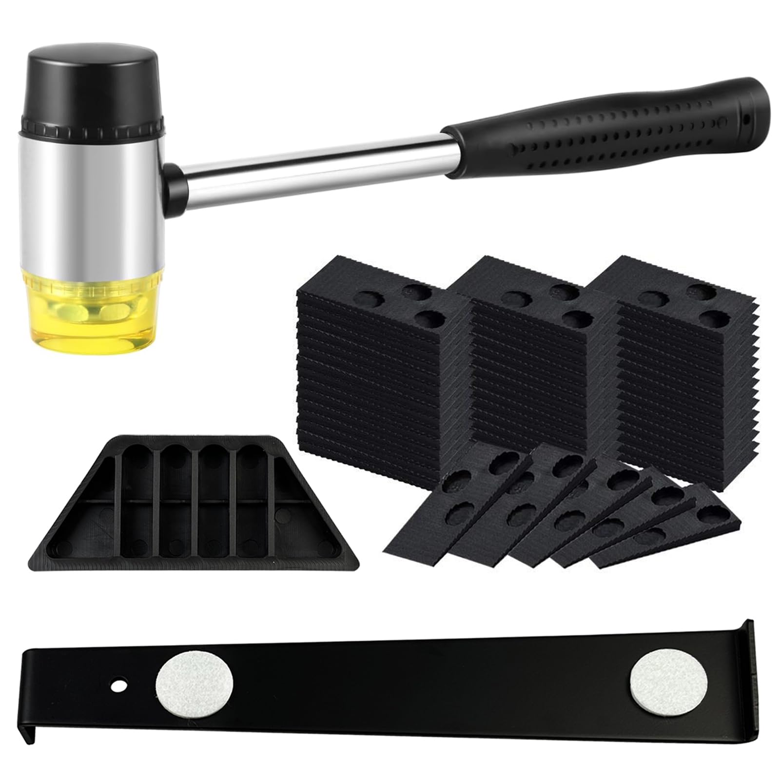 WAIZHIUA Laminate Flooring Kit - 50 Floor Spacers, Tapping Block, Pull Bar & Non-Slip Mallet for Vinyl Hardwood Floors (7mm-15mm Thickness), Professional & DIY Floor Fitting Tools
