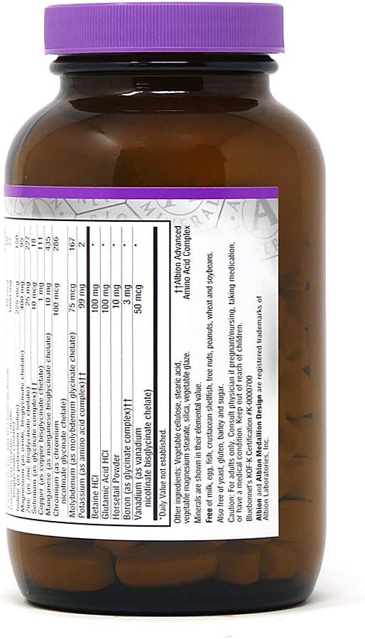 Bluebonnet Nutrition High Potency Chelated Multiminerals (Iron-Free) Caplets, 120 Count: Health & Personal Care
