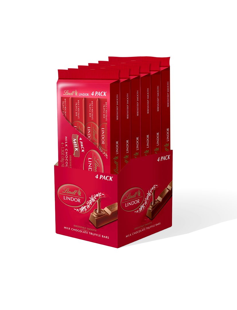 Lindt LINDOR Truffle Stick Bar, Milk Chocolate, 4 Piece Package (Pack