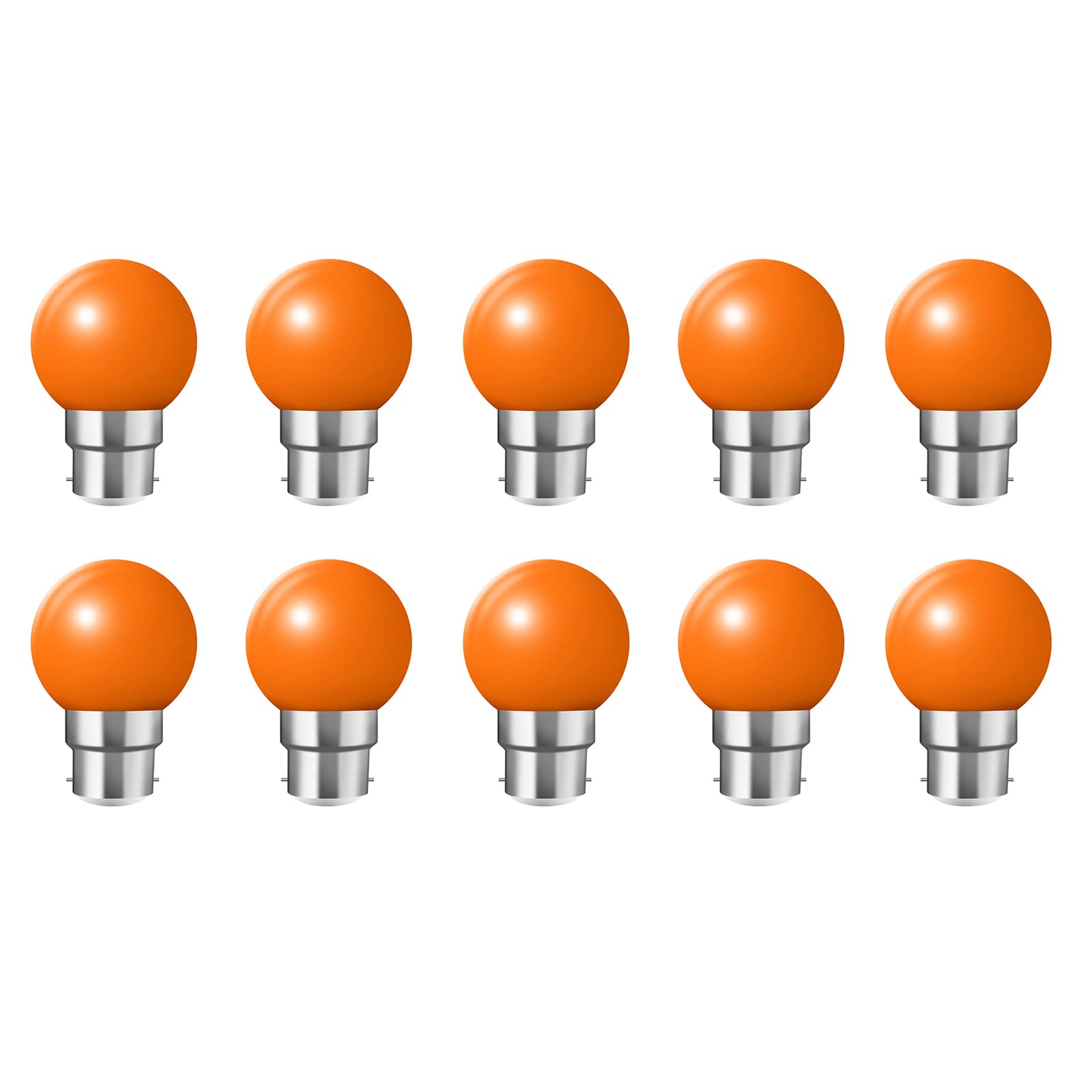 Jiotouhu 10x B22 Bayonet Cap LED Coloured Light Bulb Mini Globe Golfball Bulbs for Outdoor Patio Garden Party Christmas(Orange)