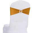 Fascia Elastica Per Sedie In Spandex Color Champagne, Con Fibbia, Per Matrimoni E Ricevimenti, 15x35 Cm, Confezione Da 25 Pezzi