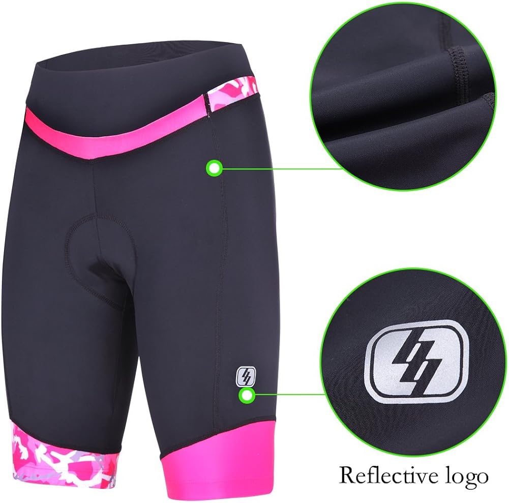 Women's Cycling Shorts With 3D Padded Bike Shorts With Reflective Elements: Sports & Outdoors